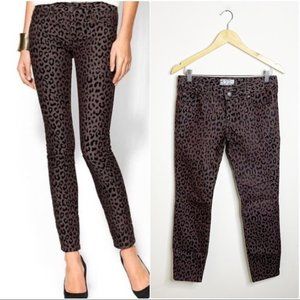 Free People Brown Leopard Skinny Jeans Size 27